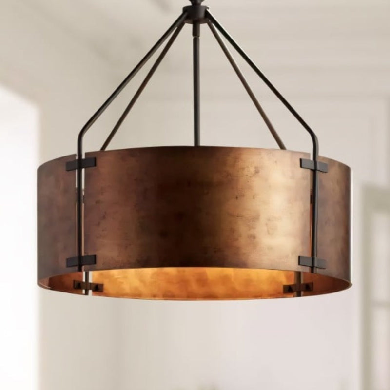 Drum Retro Industrial Hollow Design Pendant Light