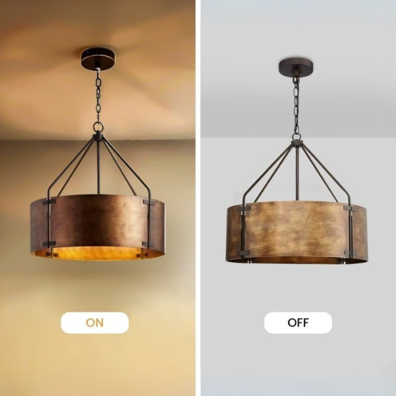 Drum Retro Industrial Hollow Design Pendant Light