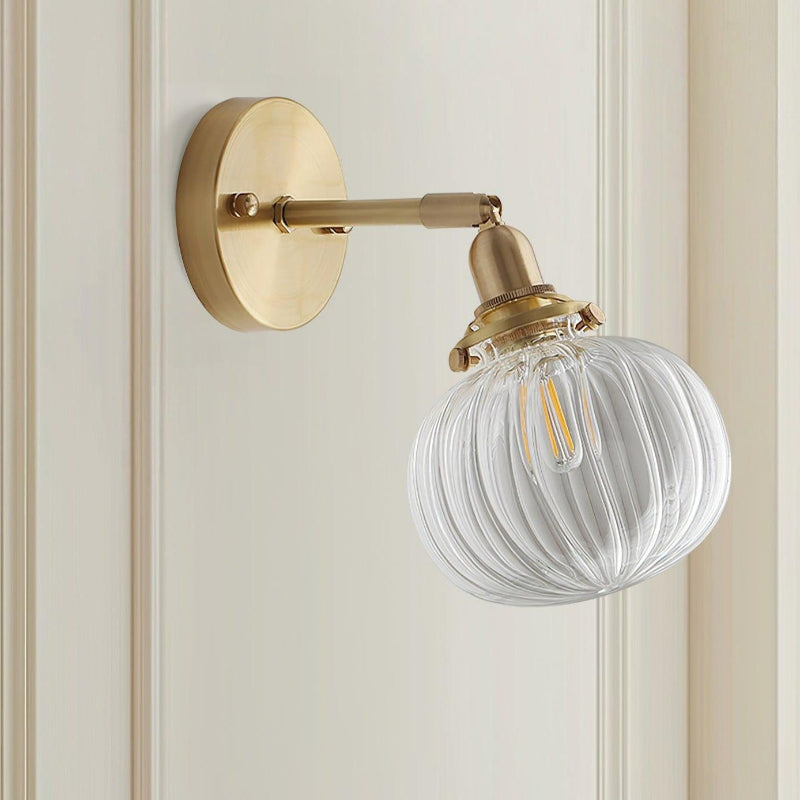Vintage Brass Pumpkin Aisle Wall Light