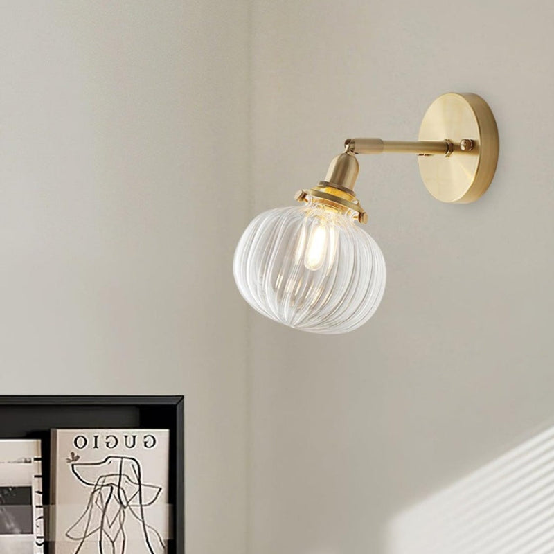 Vintage Brass Pumpkin Aisle Wall Light