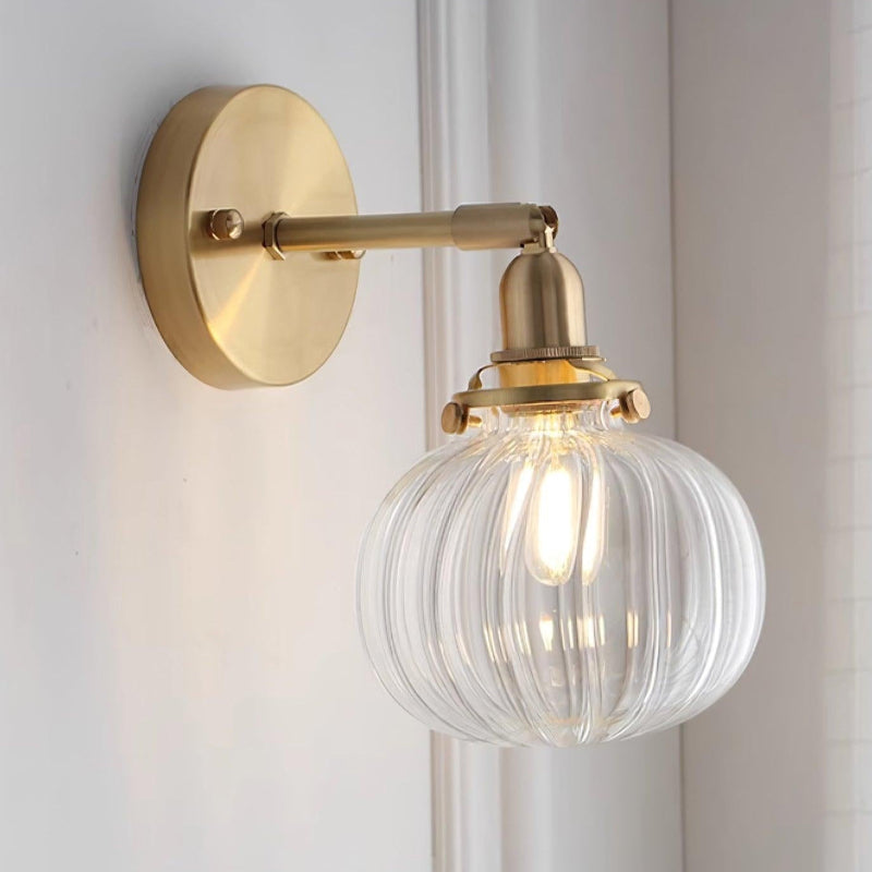 Vintage Brass Pumpkin Aisle Wall Light