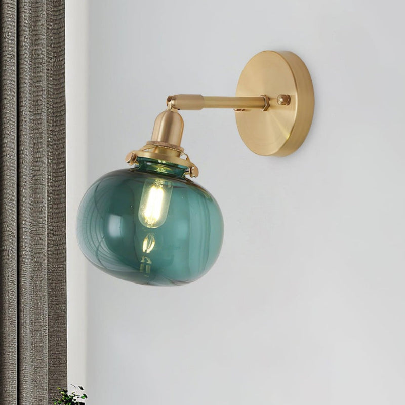 Vintage Brass Pumpkin Aisle Wall Light