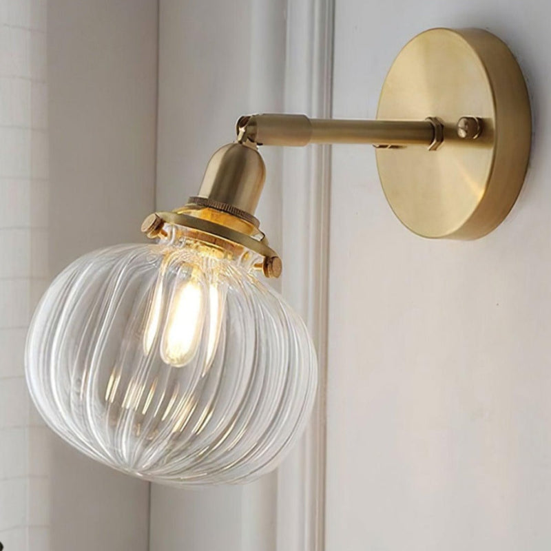 Vintage Brass Pumpkin Aisle Wall Light