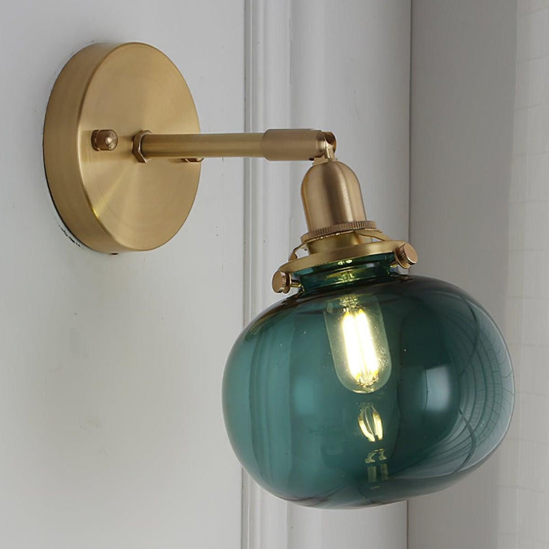 Vintage Brass Pumpkin Aisle Wall Light
