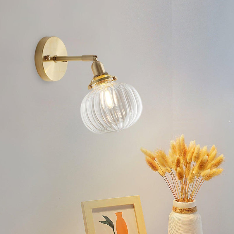 Vintage Brass Pumpkin Aisle Wall Light