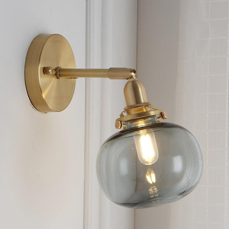 Vintage Brass Pumpkin Aisle Wall Light