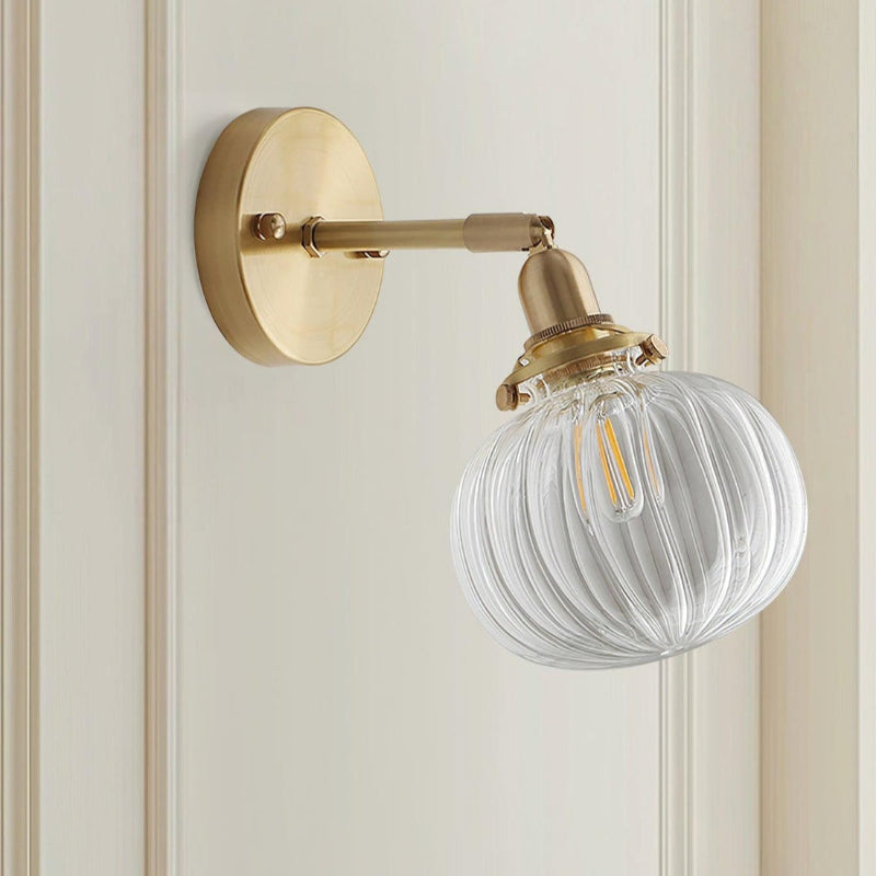 Vintage Brass Pumpkin Aisle Wall Light