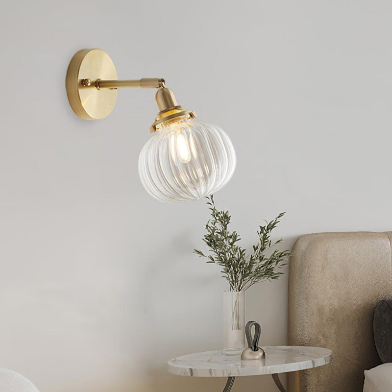 Vintage Brass Pumpkin Aisle Wall Light