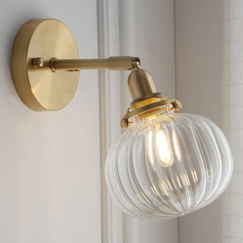Vintage Brass Pumpkin Aisle Wall Light