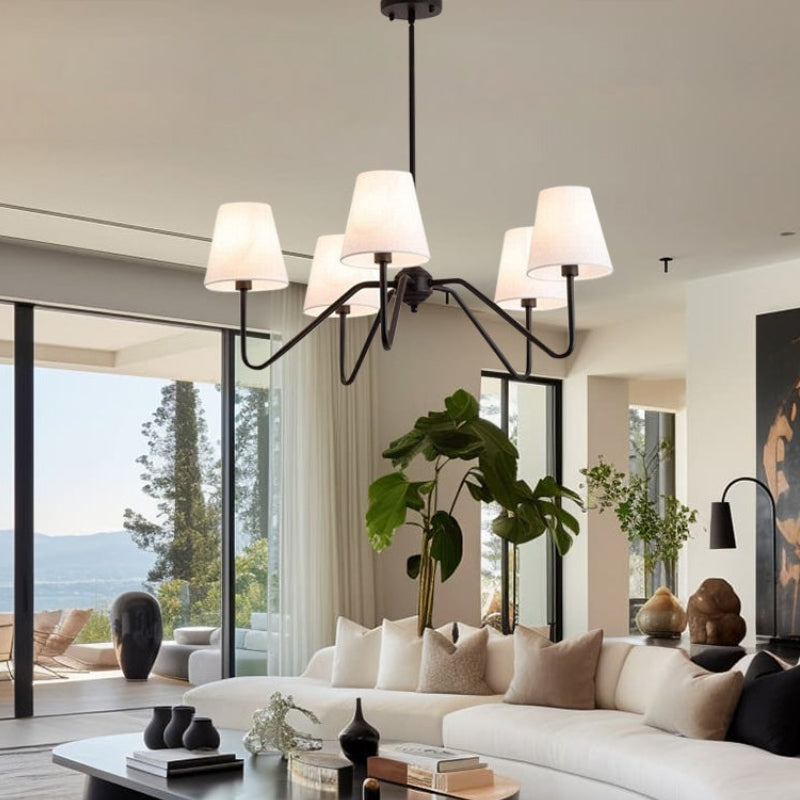 Vintage Multi-head Iron Frame Curved Chandelier