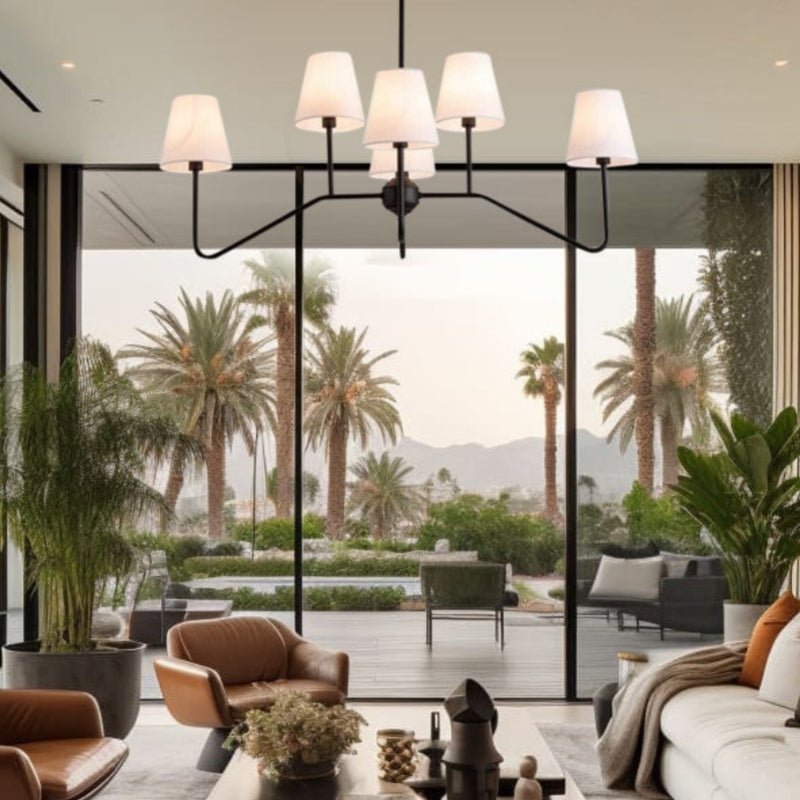 Vintage Multi-head Iron Frame Curved Chandelier