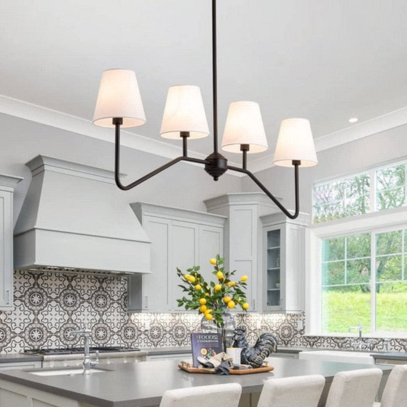 Vintage Multi-head Iron Frame Curved Chandelier