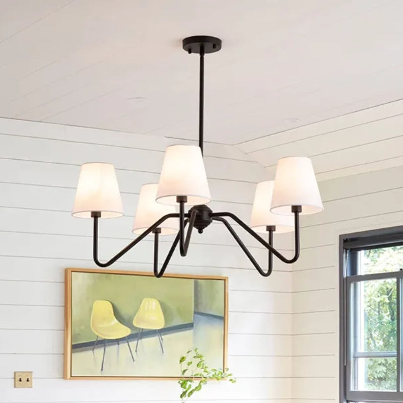 Vintage Multi-head Iron Frame Curved Chandelier