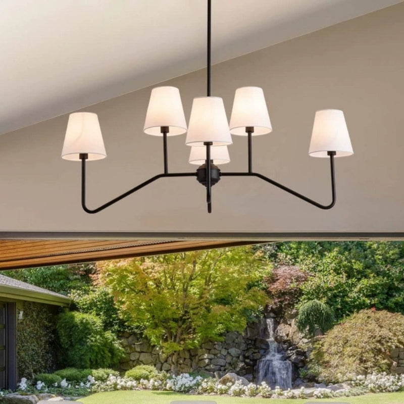 Vintage Multi-head Iron Frame Curved Chandelier