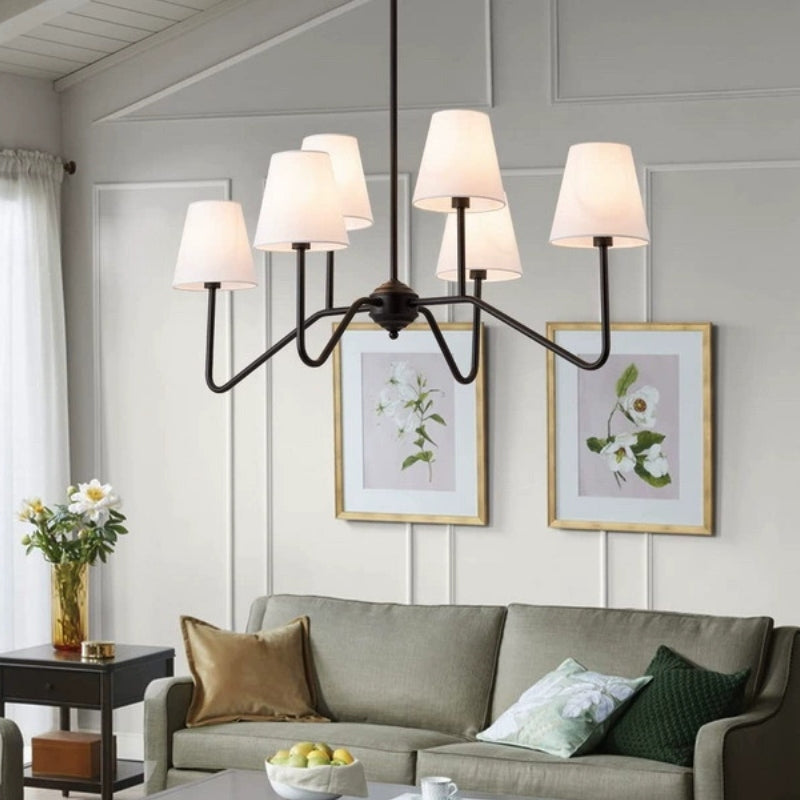 Vintage Multi-head Iron Frame Curved Chandelier