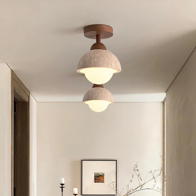 Minimalistische Wabi-Sabi-Deckenleuchte aus Travertinstein