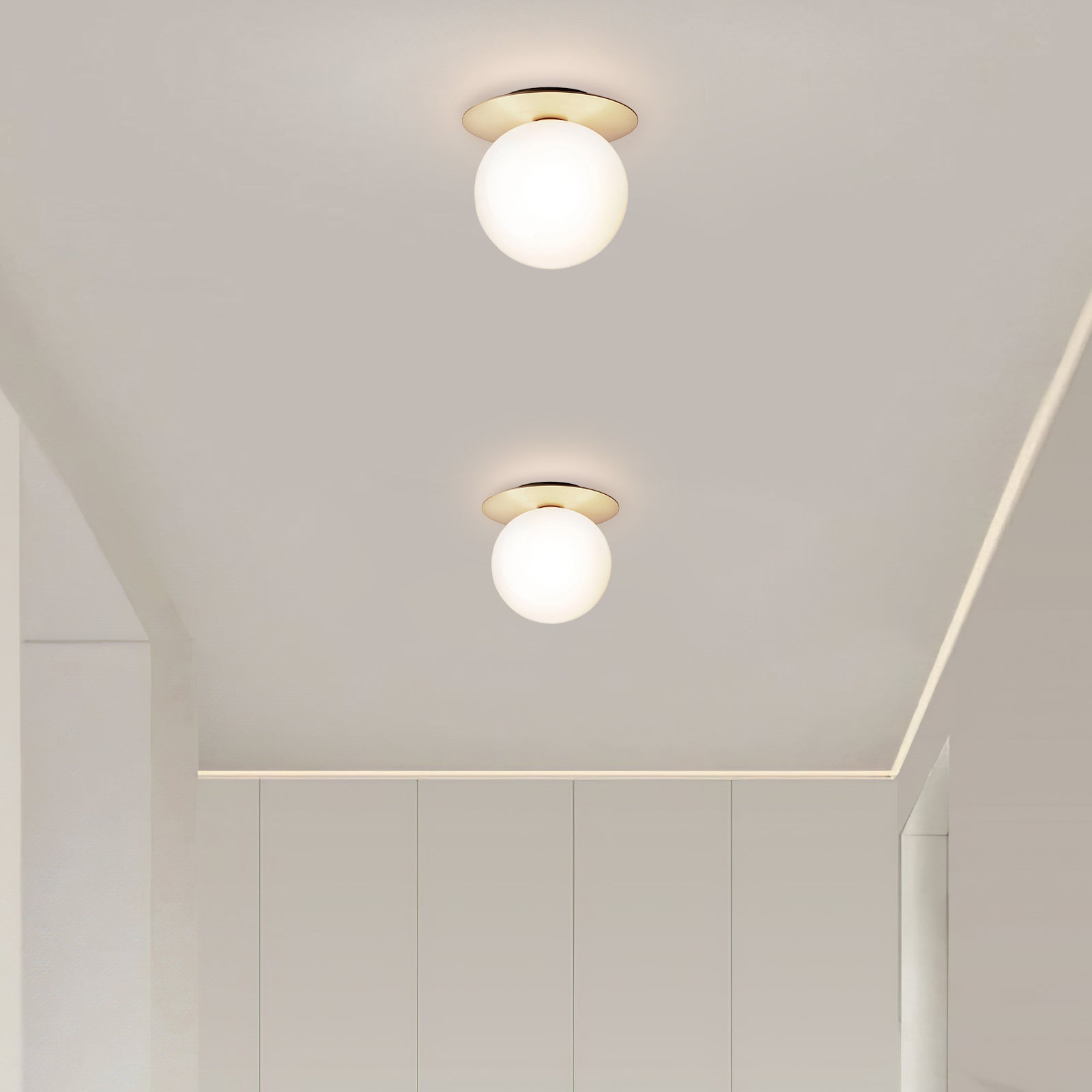 Glass Orb Ceiling Light - Modern Metal Ball Ceiling Lamp for Hallway