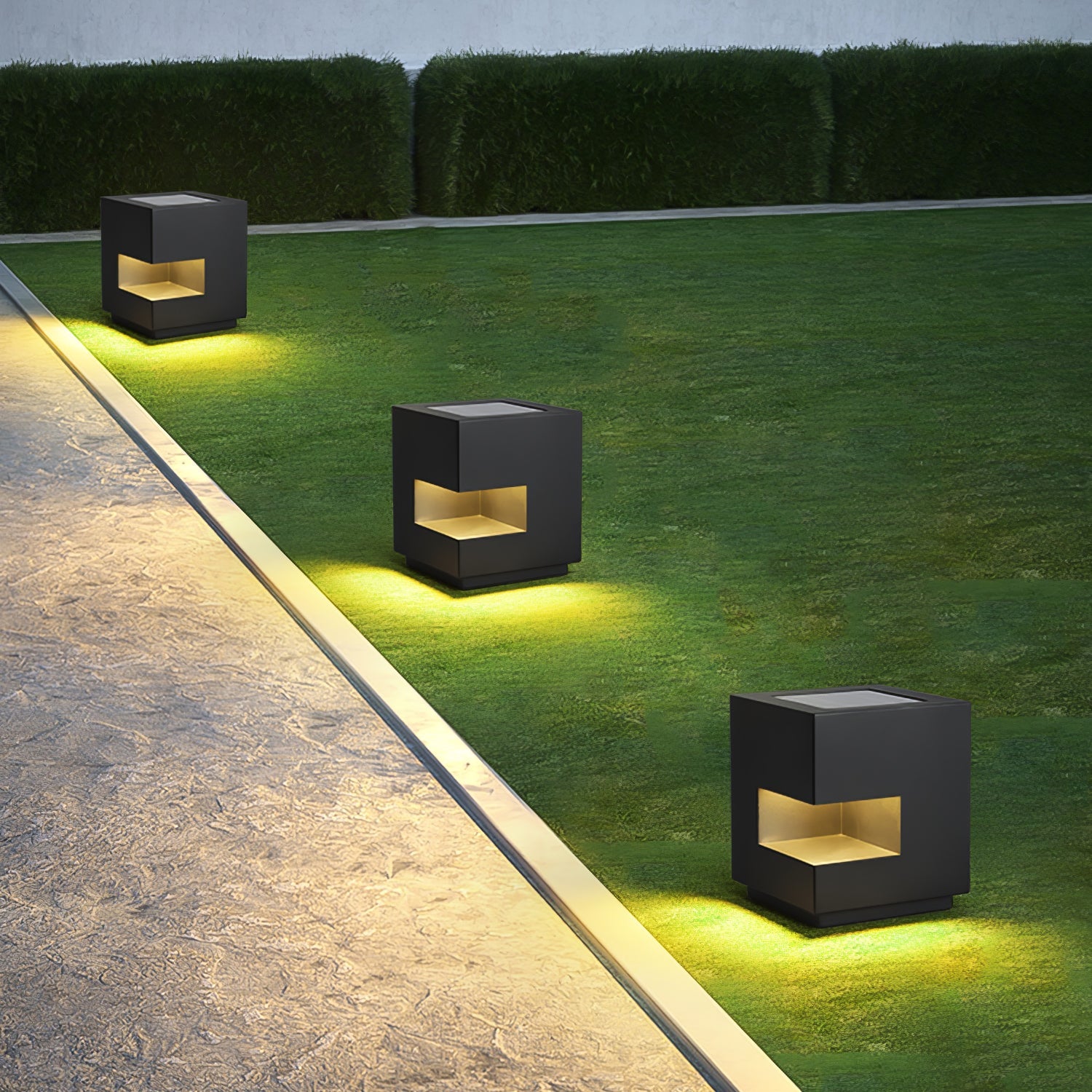 Cube Post Outdoor Light - Cube Outdoor Lamp Great for Courtyards