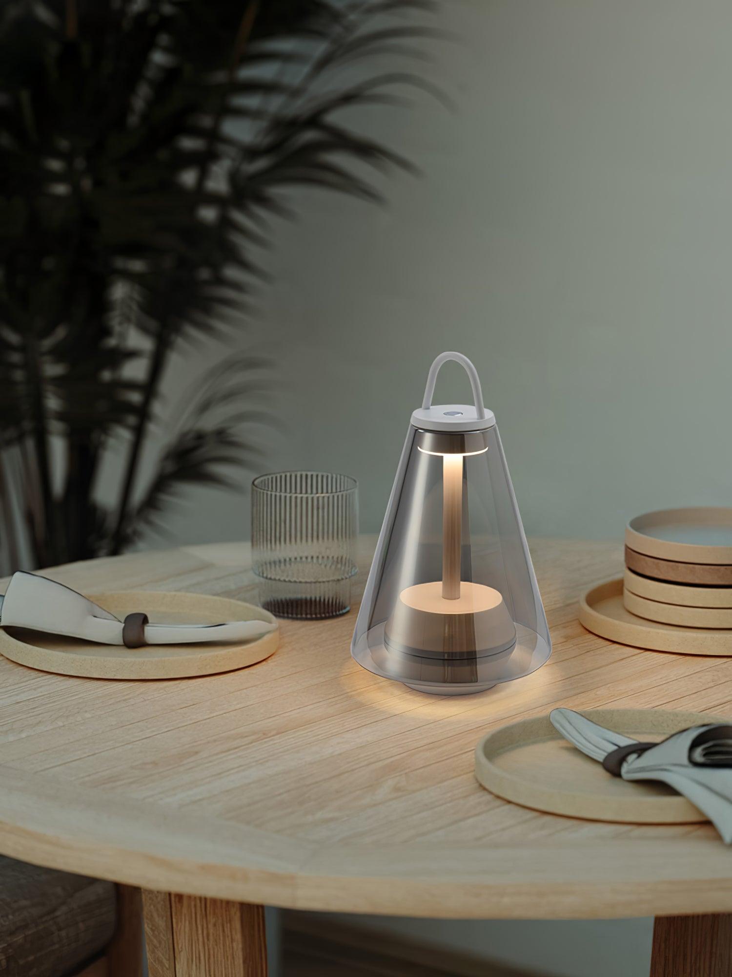 Table Lamp - Rechargeable Glass LED Light for Indoor Use