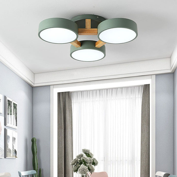 LED Ceiling Light – Modern Iron Wood Fixture for Bedroom Ambiance