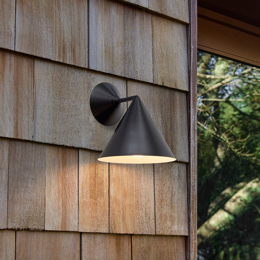 Brivana Metal Outdoor Wall Light - Modern Cone Sconce for Hallway