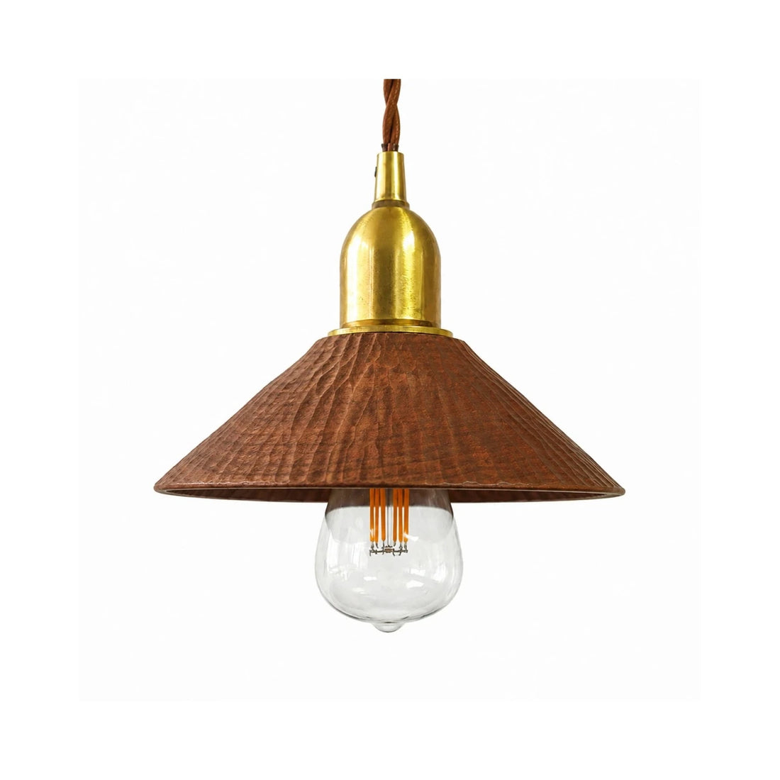 Cherry wood hand-carved solid wood pendant light with brass E27 holder