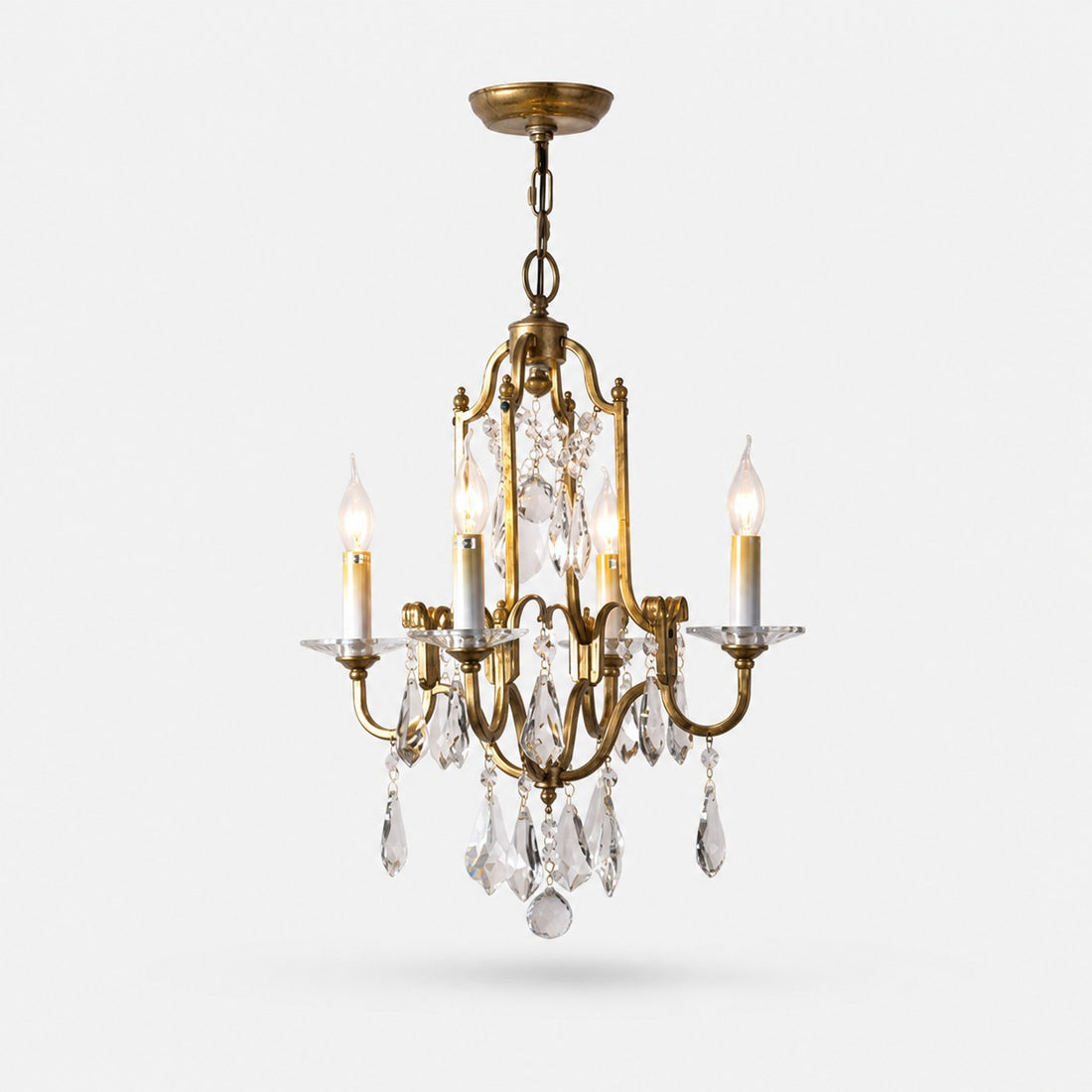 Antique Iron Crystal Candle Chandelier