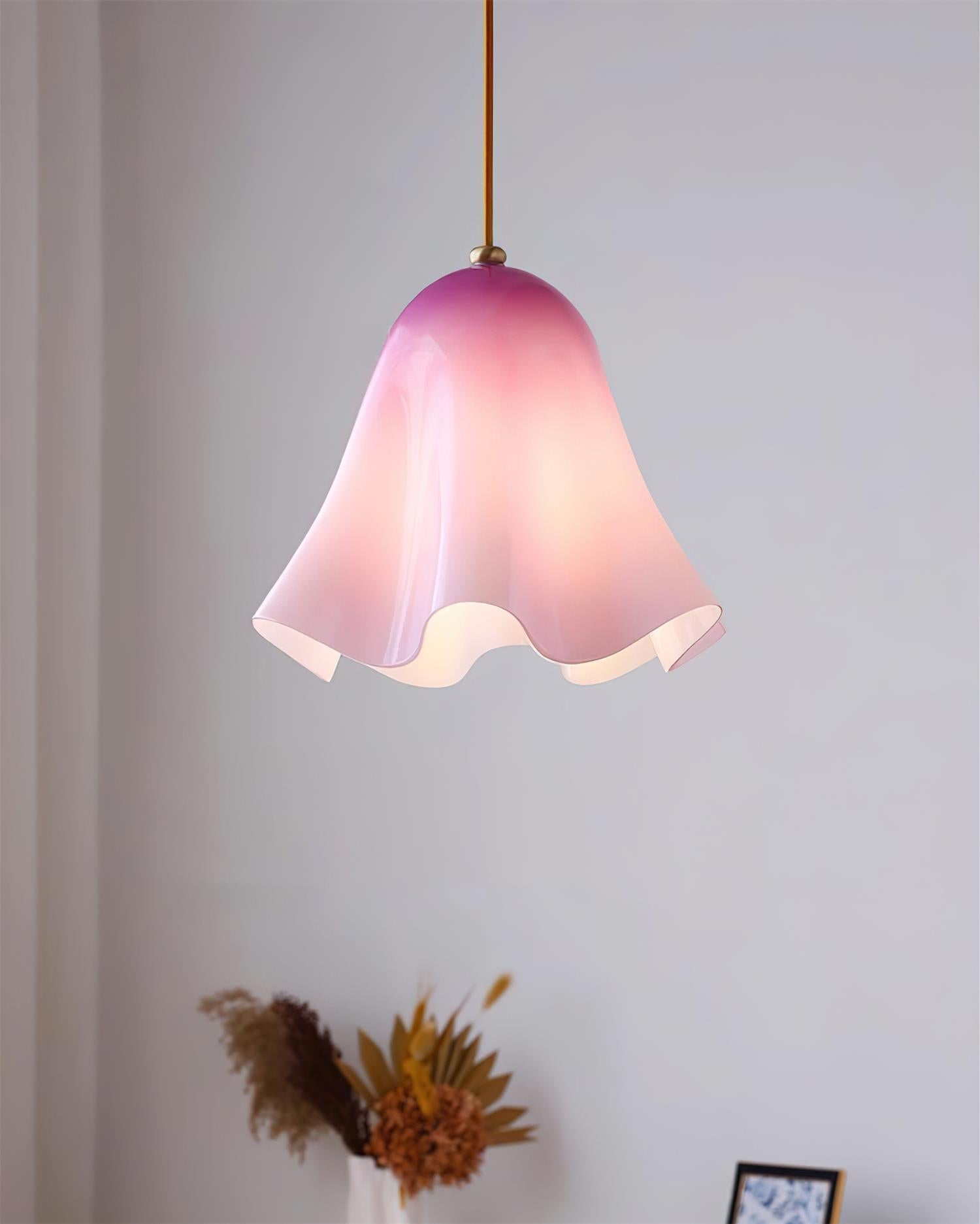 Bellina Kunstvolle Glas-Pendelleuchte – Moderne, von Blüten inspirierte Hänge-Deckenlampe
