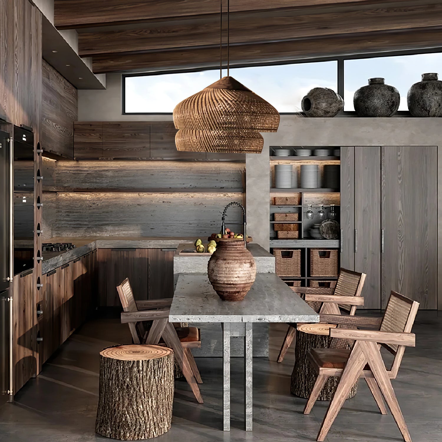 Harp Braided Rattan Pendant Lamp