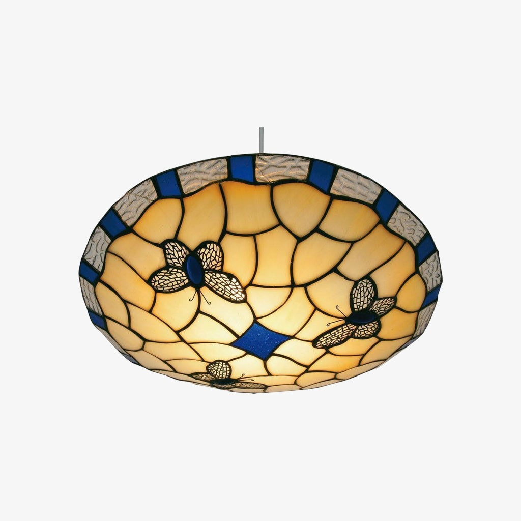 TF Butterfly Pendant Lamp — Decorative Stained Glass Pendant Light for Bedroom or Entryway