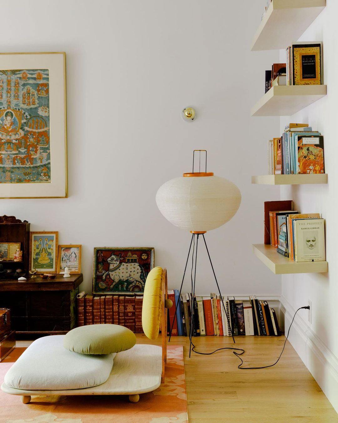 Rice Paper Floor Lamp - Bamboo Frame Soft Light for Living Room