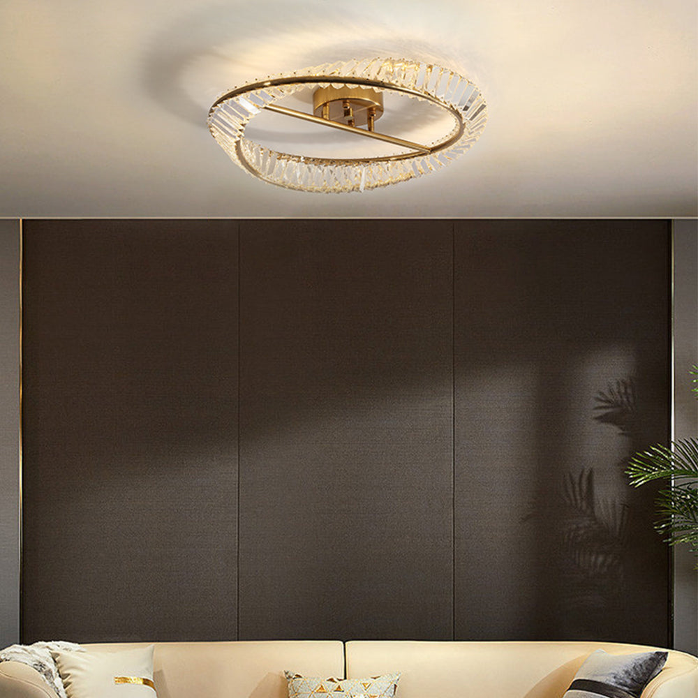 Modern LED Crystal Ceiling Lamp – Round Fixture for Living Room