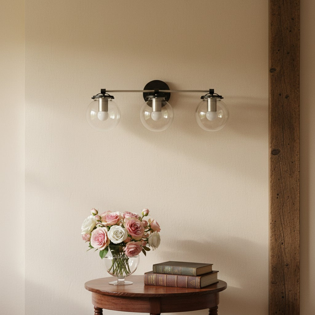 Glorica Glass 3 Shade Globe Vanity Light - Soft Bathroom Light Fixture