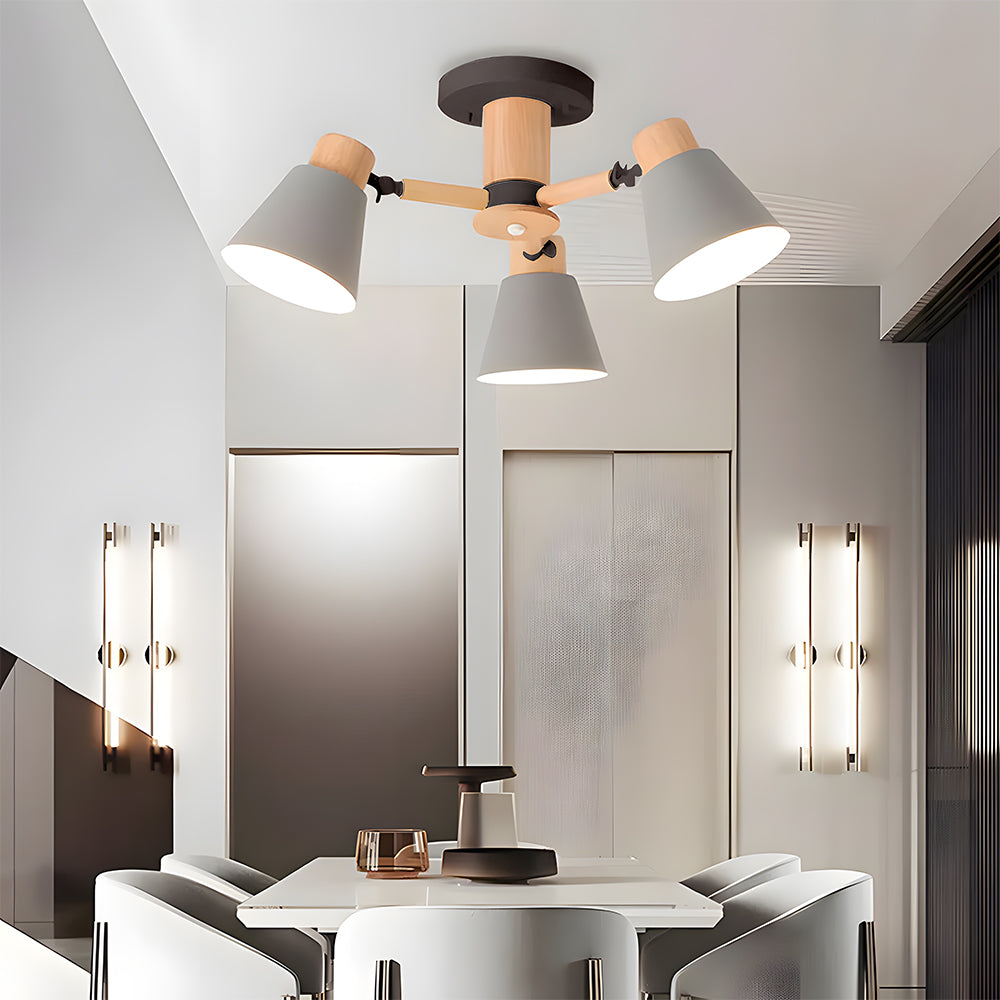Wooden Ceiling Light - Flush Mount Living Room Lamp Natural