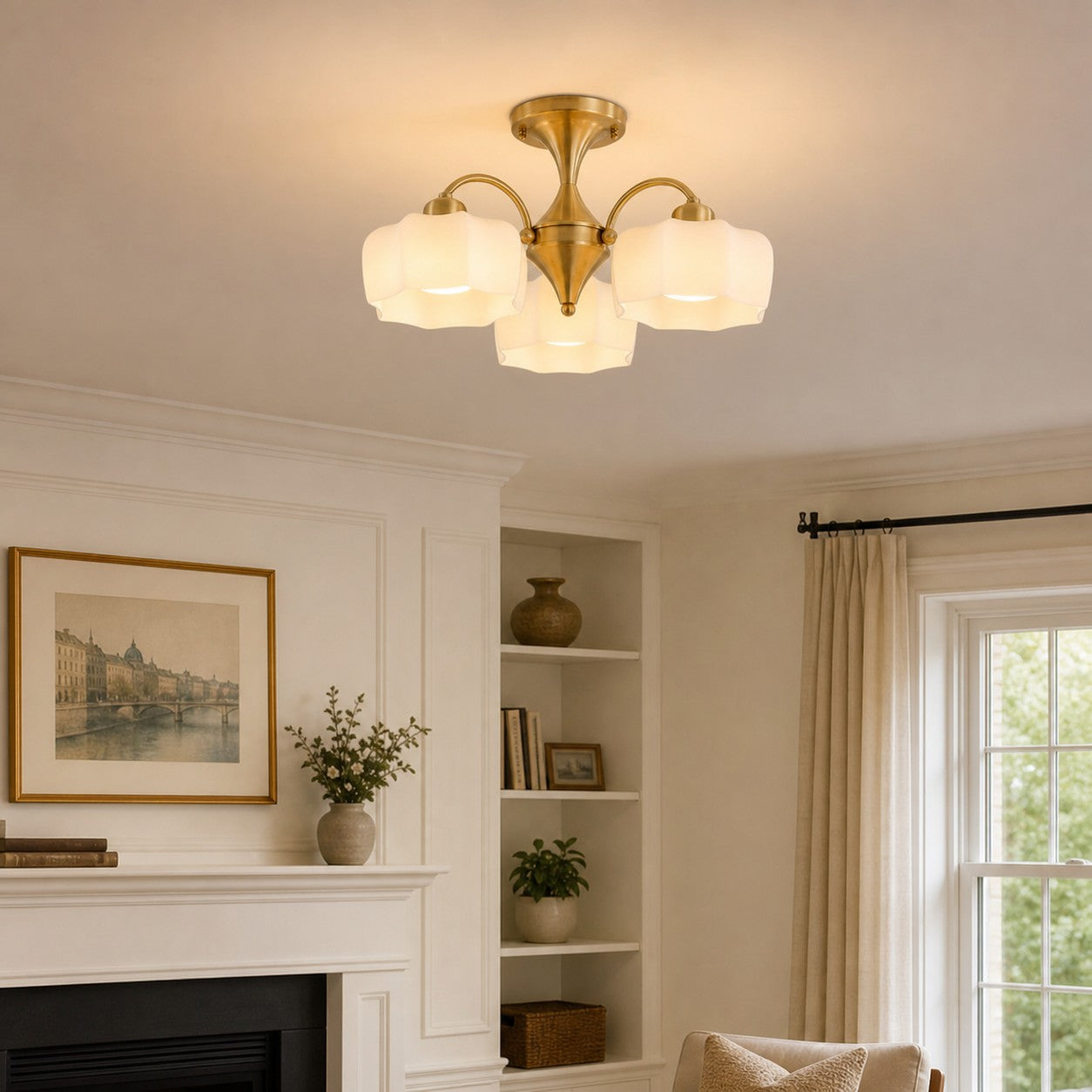 Arden Floral Glass Flush Mount Ceiling Light