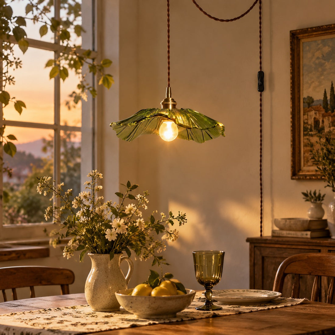 Petal Glass Plug-In Pendant