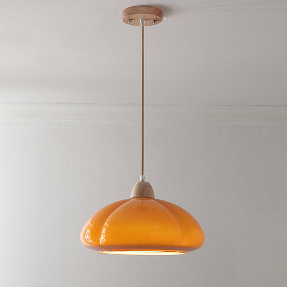 Retro Glass Pendant Light - Pumpkin Shape Lamp for Kitchen