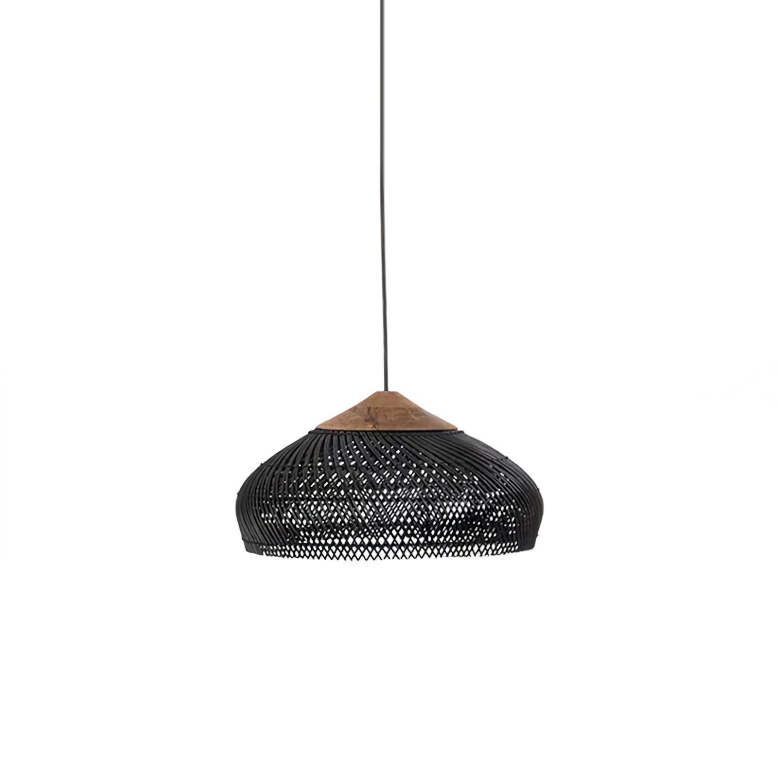 Woven Rattan Wood Plug-In Pendant Light