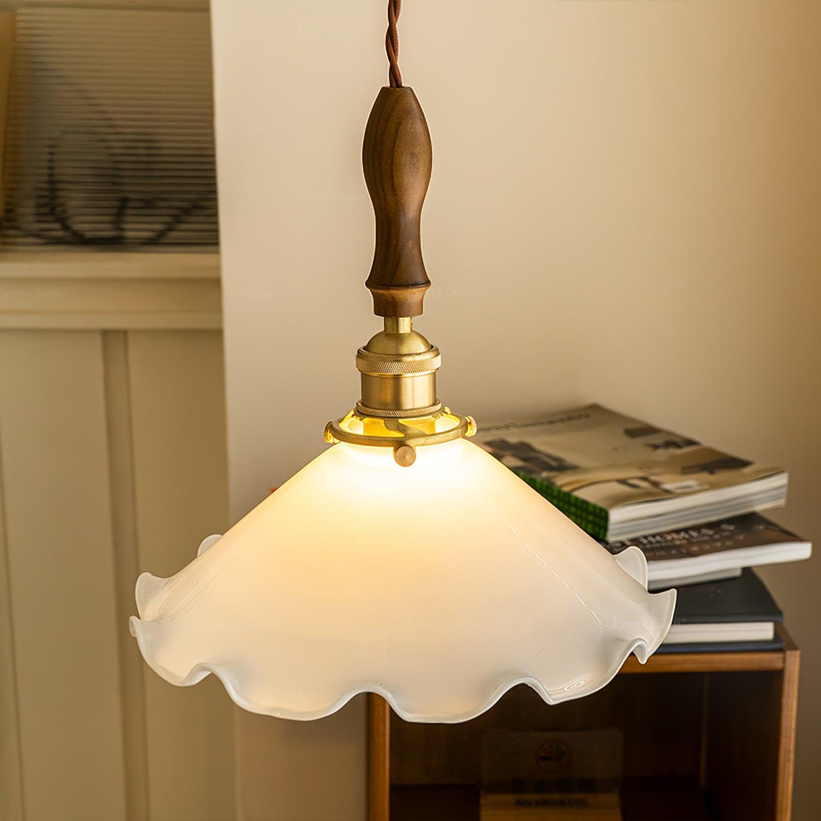 White Sculptural Glass Plug-In Pendant