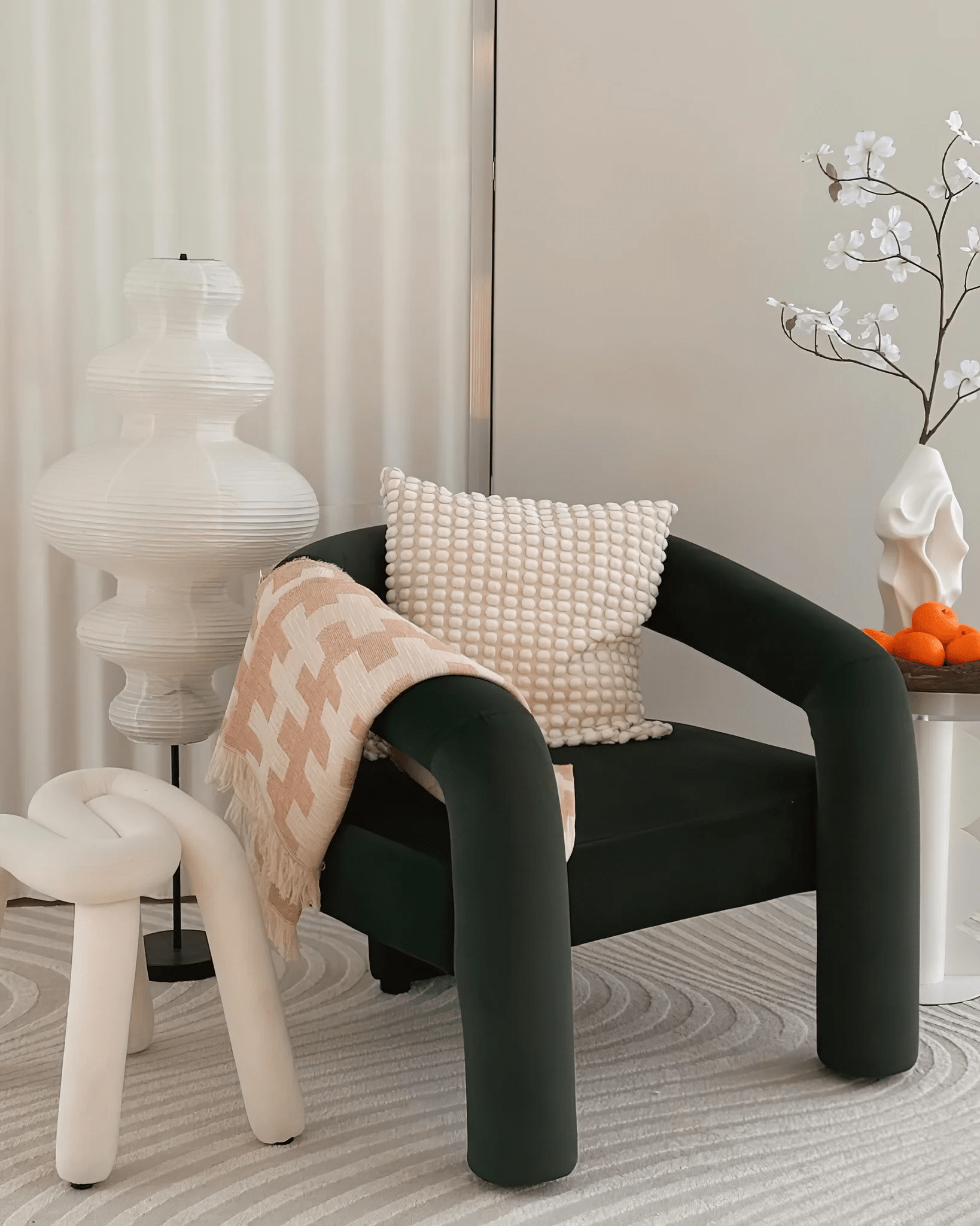 Metal Floor Lamp - Paper Lamp with Elegant Shade for Dining Room