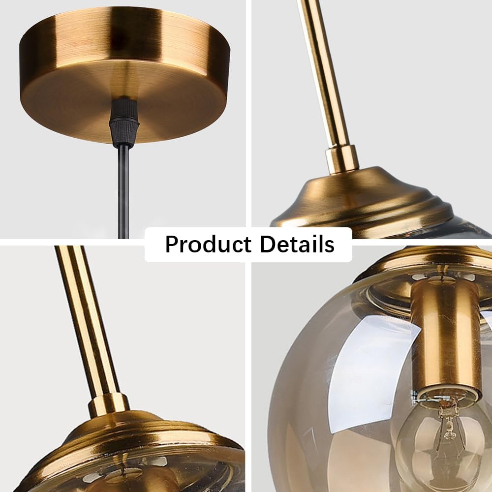 Glass Orb Pendant Light -  Industrial Ball Metal Lamp For Living Room