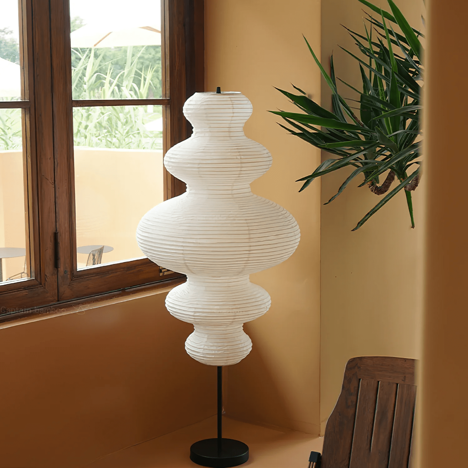 Metal Floor Lamp - Paper Lamp with Elegant Shade for Dining Room