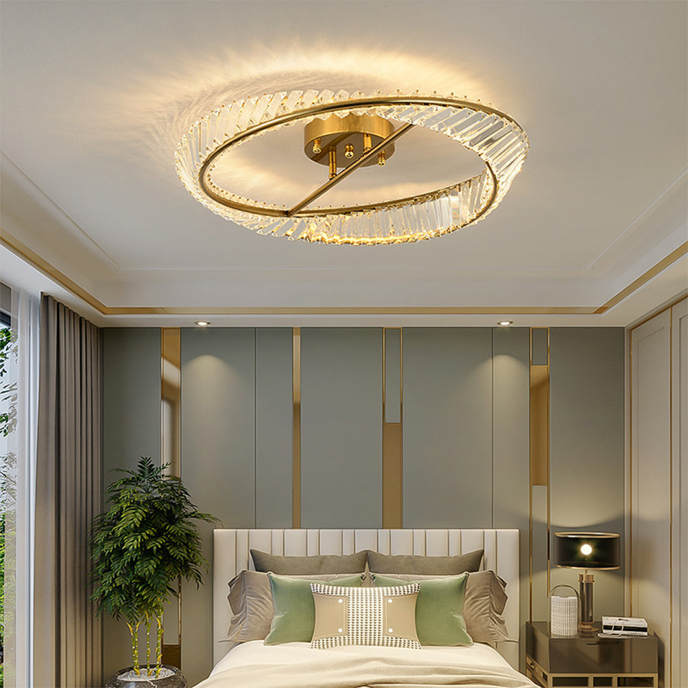 Modern LED Crystal Ceiling Lamp – Round Fixture for Living Room