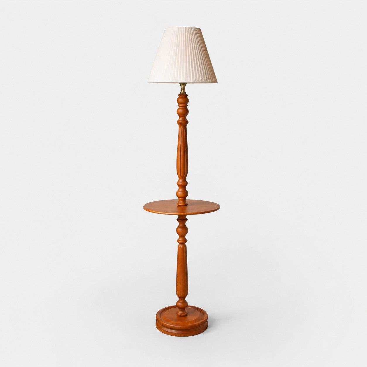 Vintage Solid Wood Floor Lamp with Optional Side Table