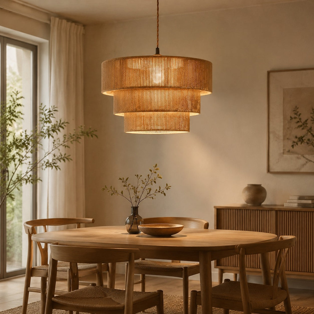 Handwoven Wabi Sabi Tiered Pendant Lamp