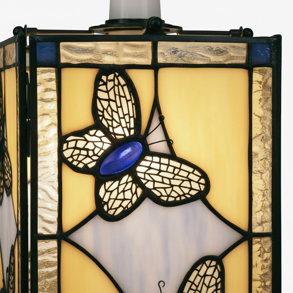 TF Butterfly Pendant Lamp — Artistic Stained Glass Pendant Light for Living Room or Bedroom