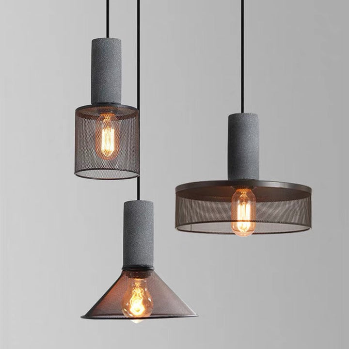 Iron Pendant Light - Modern Grey Industrial Hanging Lamp