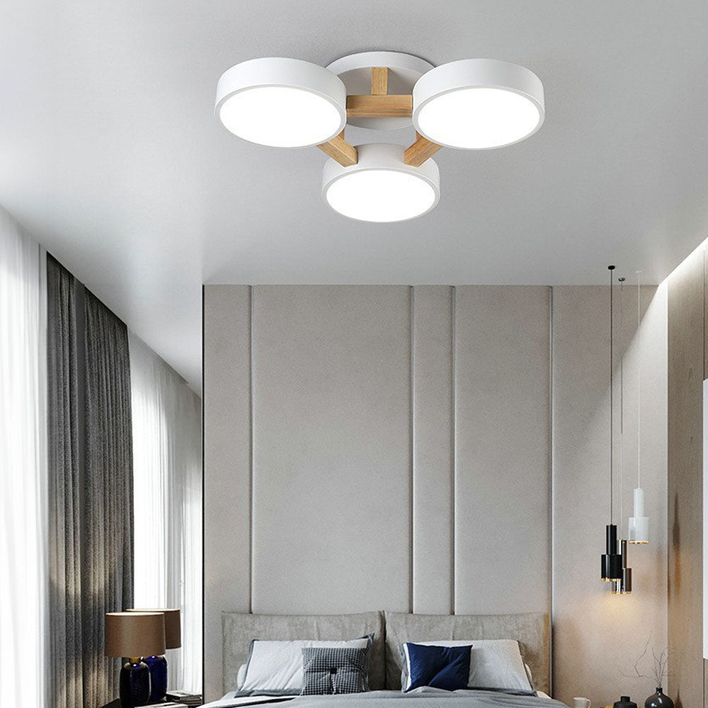 LED Ceiling Light – Modern Iron Wood Fixture for Bedroom Ambiance