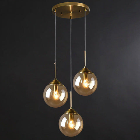 Glass Orb Pendant Light -  Industrial Ball Metal Lamp For Living Room