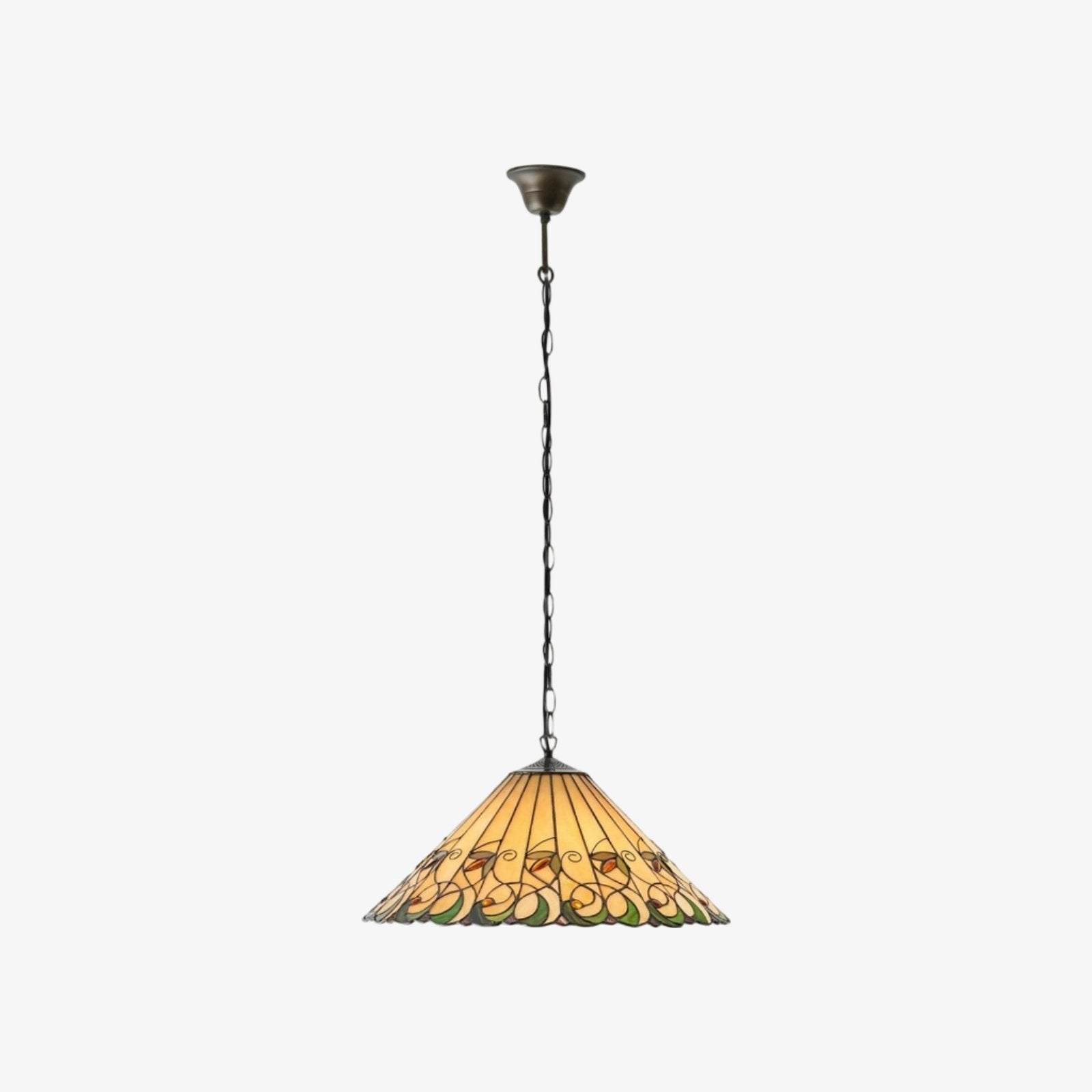 TF Jamelia Vintage Floral Stained Glass Dome Ceiling Light for Dining Rooms